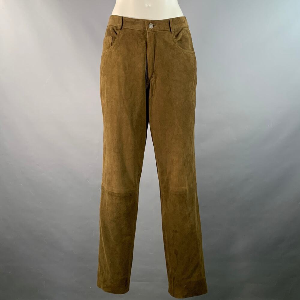 LORO PIANA Size S Olive Suede Jean Cut Casual Pants